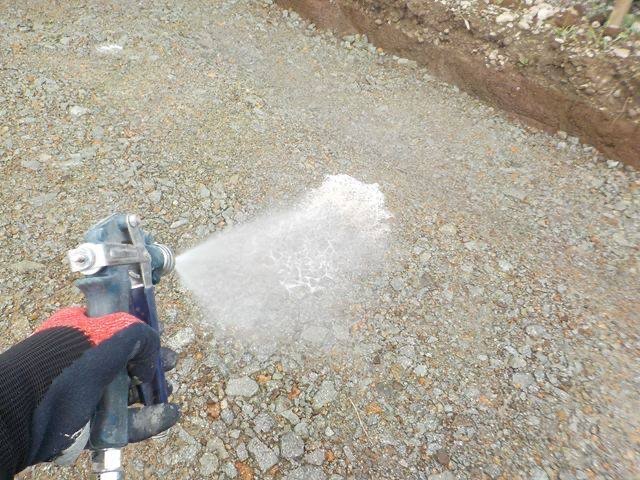 広島市｜新築住宅の建築前にシロアリ土壌処理の施工写真